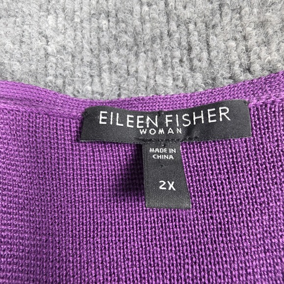 Eileen Fisher 2X Cardigan Sweater Silk Blend Long Open Drape Closet Staple - Picture 5 of 9
